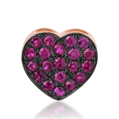 Pandantiv inima din aur roz cu rubine de 0.24ct