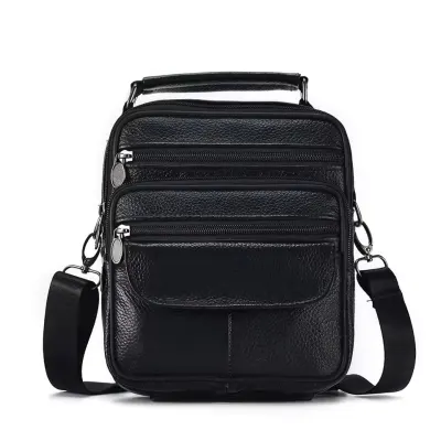 Geanta de umar pentru barbati, Oriol GT3262, piele naturala, Negru