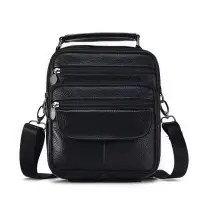 Geanta de umar pentru barbati, Oriol GT3262, piele naturala, Negru