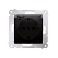 Priza Schuko IP44 cu obturator si rama, capac transparent, 16 A, 250V~, borne cu surub, antracit metalic