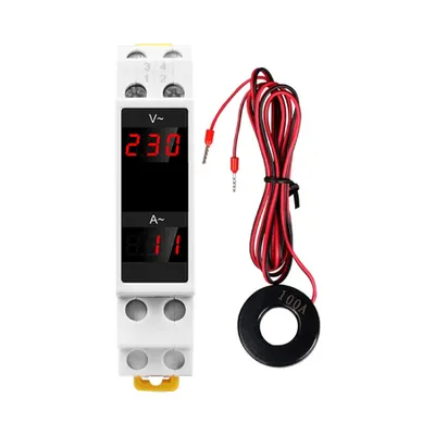 Voltmetru si ampermetru digital monofazic Sinotimer pentru sina tablou DIN, SDM011VA