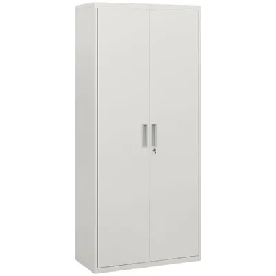 HOMCOM Dulap de Depozitare pentru Birou cu 5 Niveluri, Dulap Metalic cu 2 Uși și 4 Rafturi Reglabile, 80x40x180 cm, Alb