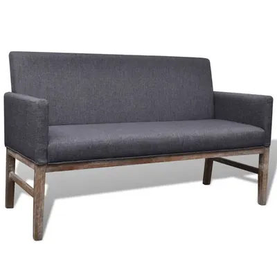 Gossi banca cu perne captusite, textil, lemn de hevea, gri inchis