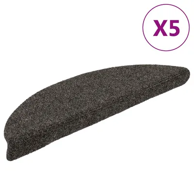 vidaXL Covorașe pentru scări autoadezive, 5 buc., 56x17x3 cm, antracit, semirotunde