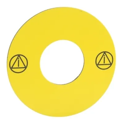 Legenda Circulara Ø 45, Buton de Oprire de Urgenta, Galben, Nemarcata