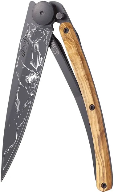 Cuțit de buzunar Deejo Olive Wood - Taurus, 37 g