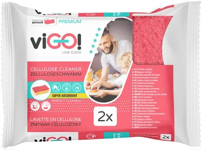 Bureți de bucătărie viGO! - Premium, celuloza, 2 bucăți