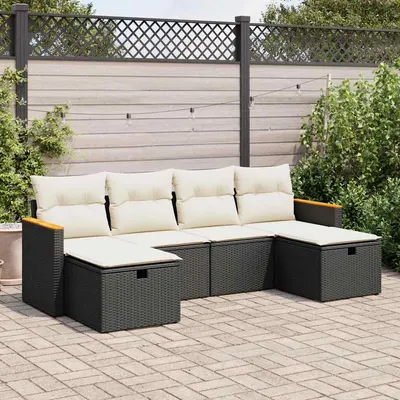 Gossi set mobilier de gradina cu perne, 6 piese, negru, poliratan