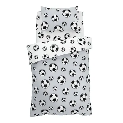 Lenjerie de pat pentru copii gri deschis din polar/fleece pentru pat dublu 200x200 cm Football – Catherine Lansfield