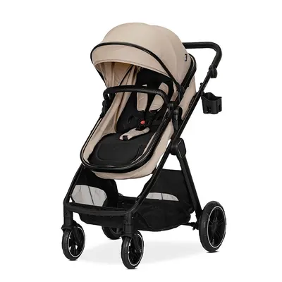 Carucior 3 in 1 pentru copii Lorelli Aspen Cappuccino, reversibil, suspensii, cadru din aluminiu, geanta, greutate suportata 22 kg