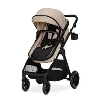 Carucior 3 in 1 pentru copii Lorelli Aspen Cappuccino, reversibil, suspensii, cadru din aluminiu, geanta, greutate suportata 22 kg