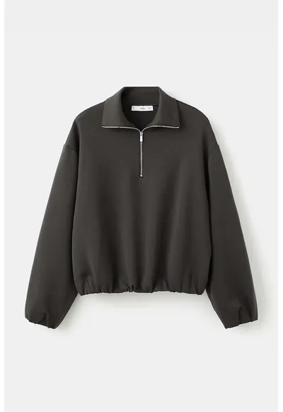 Bluza de trening cu fermoar scurt - Gri antracit