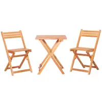 Outsunny Set de 3 Mese Și Scaune Pliabile de Exterior din Lemn de Plop