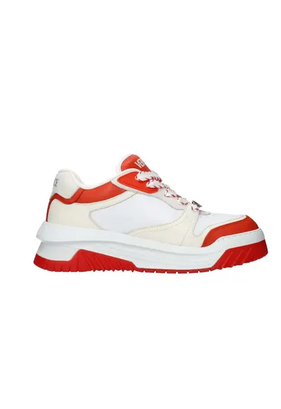 Sneakers din piele naturala F82536 - Rosu/Alb
