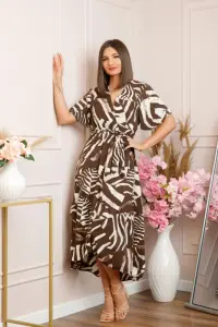 Rochie Victoria petrecuta cu croi asimetric - Zebra Mocha