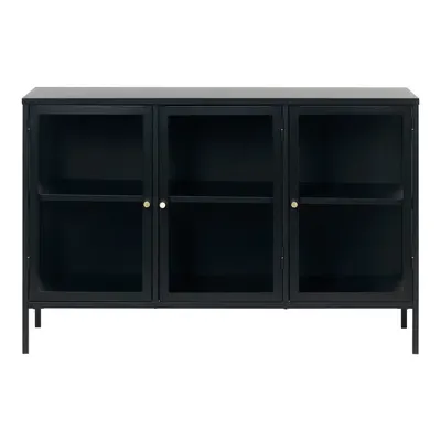 Vitrină neagră din metal 132x85 cm Carmel – Unique Furniture
