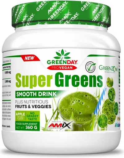 GreenDay Super Greens Smooth Drink, măr, 360 g, Amix