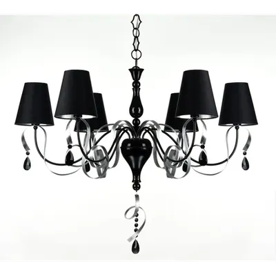 Candelabru Intreccio,6 becuri dulie E14, 230V,D.87 cm, H.65 cm,Negru