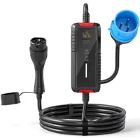 HOMCOM Încărcător Mașină Electrică Type 2, 7kW, 6-32A, 8m, Priză CEE, Adaptor European, Ecran LCD, IP65, 21x8,5x5cm, Negru | Aosom Romania