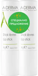 A-Derma Set - Stick de buze cu ovăz, 2 x 4 g