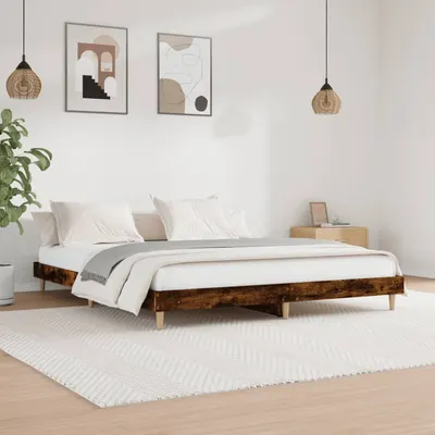 vidaXL Cadru pat fără saltea stejar fumuriu 150x200 cm lemn prelucrat