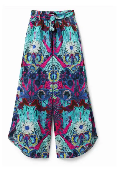 Pantaloni dama - 302485567 - Bumbac - Albastru - Albastru