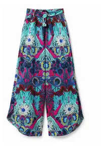 Pantaloni dama - 302485567 - Bumbac - Albastru - Albastru