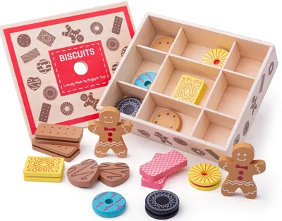 Set din lemn Bigjigs - Biscuiti in cutie