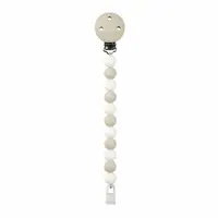 Clema pentru suzeta, Nattou, 100% silicon fara BPA, Cu sistem de prindere la suzeta, Cu margele, 30x7x18 cm, Neutru/Alb
