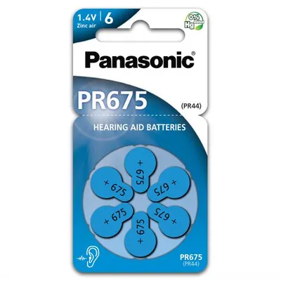 Baterii aparat auditiv Zinc-Aer 675 PR44, 6 Buc. Panasonic