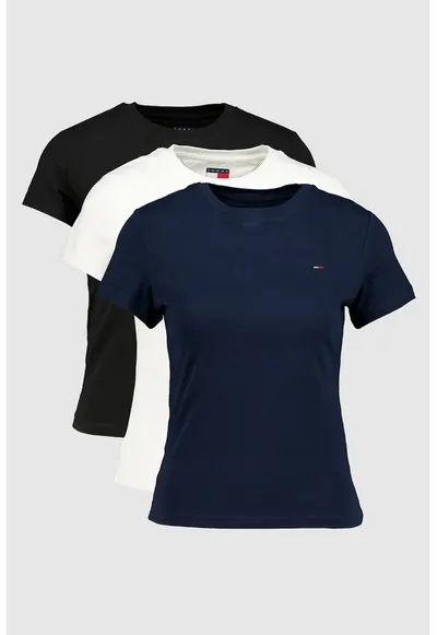Set de tricouri slim fit de bumbac- 3 piese - Negru/Alb arctic/Bleumarin stins