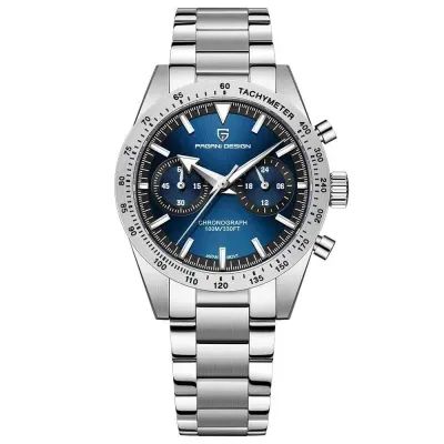 Ceas Bărbați Pagani Design PD-1766 Albastru, Chronograph VK64 Quartz, 40mm, Safir AR, Oțel Inoxidabil, 100M Rezistent la Apă