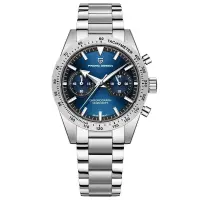 Ceas Bărbați Pagani Design PD-1766 Albastru, Chronograph VK64 Quartz, 40mm, Safir AR, Oțel Inoxidabil, 100M Rezistent la Apă