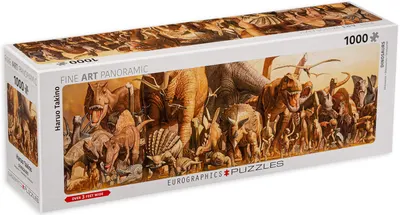 Puzzle panoramic Eurographics din 1000 de piese - Dinozauri, Haruo Takino
