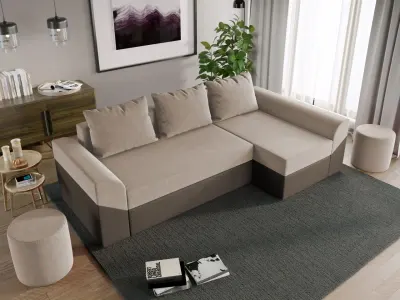 Coltar Extensibil Cali Stofa Bej / Piele Maro
