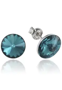Cercei Argint 925 placat cu rodiu cu cristale Swarovski® Rivoli 8mm - Albastru
