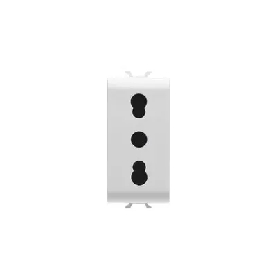 Italian Standard Priza 250v Ac - 2p+e 16a Dual Amperage - P11- P17 - 1 Module - White - Chorus