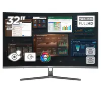 Monitor LED Office Pro Curbat 32 inch OptimX MT32J-1, Full HD 1920x1020 VGA, HDMI, Slim, RGB Light