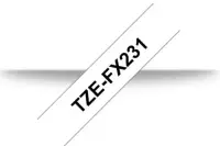 Banda laminata flexibila Brother TZe-FX231, 12mm/8m, Negru/Alb