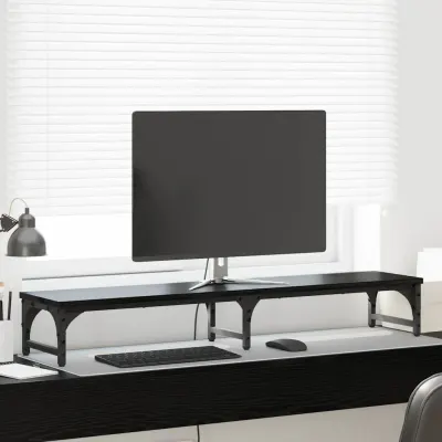 vidaXL Suport pentru monitor Stejar Negru 105 x 23 x 15,5 cm