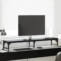 vidaXL Suport pentru monitor Stejar Negru 105 x 23 x 15,5 cm