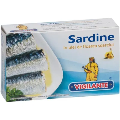 Sardine in Ulei de Floarea Soarelui, Vigilante, 120 g