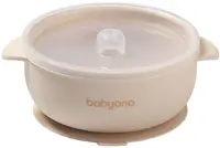 Bol din silicon cu ventuză și capac Babyono - Bej