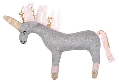 Jucarie zornaitoare - Unicorn din tricot bumbac
