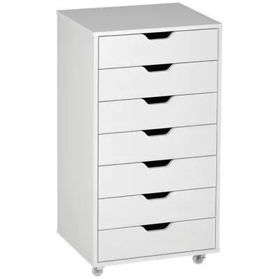 Vinsetto Caisson de bureau cu roți mobilier depozitare birou cu 7 sertare organizator pentru documente, format A4 sau scrisori | Aosom Romania