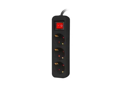 Prelungitor 1.5m, 3 prize , cu intrerupator, cablu din cupru de calitate superioara, negru