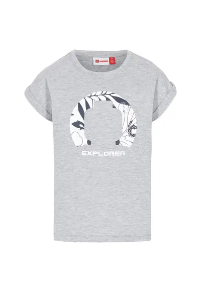 Tricou copii imprimeu decolteu rotund - gri - bumbac/poliester