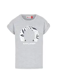 Tricou copii imprimeu decolteu rotund - gri - bumbac/poliester