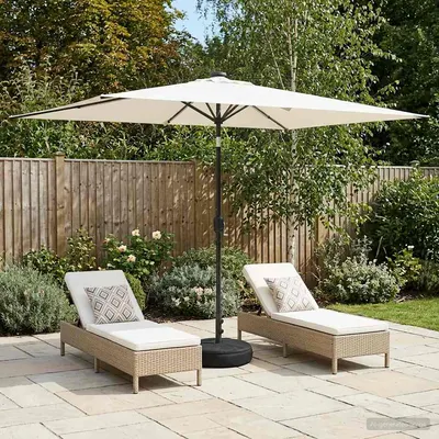vidaXL Parasol de grădină cu lumini LED și bază 200 x 300 cm Poliester