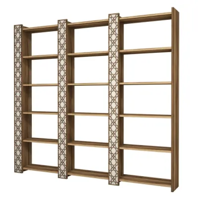 Biblioteca CITY 3, nuc + crem, 184,6x24,2x170 cm